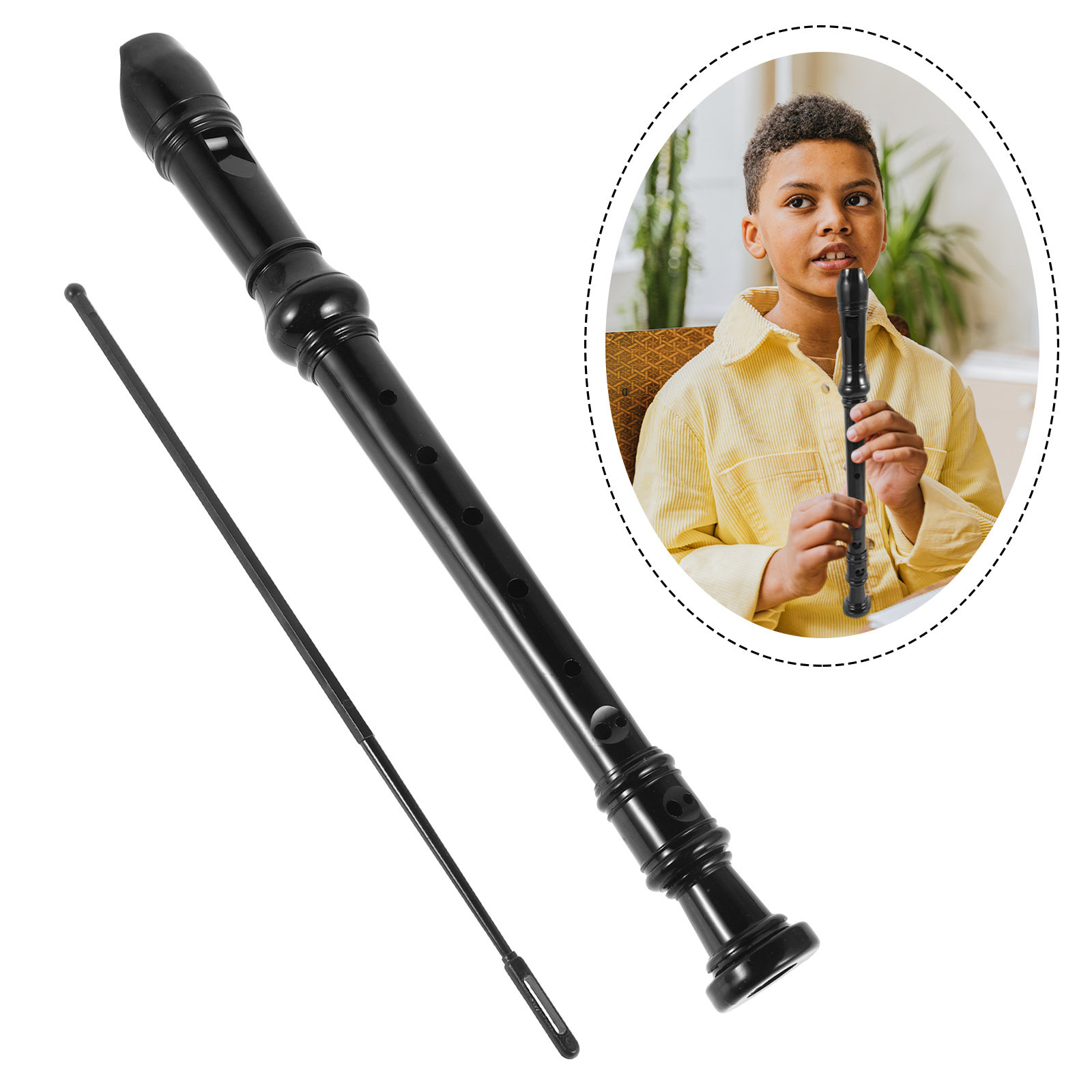 Soprano Recorder Plastic - 8-otworowa, czarna, przezroczysta, wykonana z tworzywa